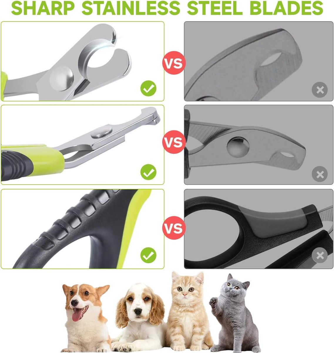 Pet Nail Clippers - Professional Pet Nail Clippers - Scissors - Stainless Steel - Cat Nail Clippers - Suitable for Small Dogs, Puppies, and Cats