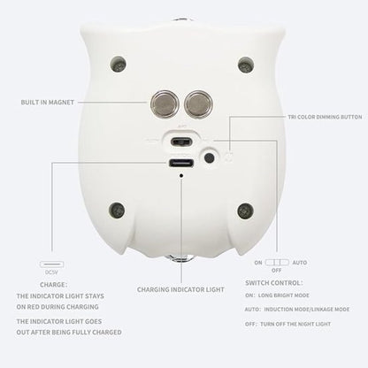 Night light - Mood lamp - LED lighting - Night lamp - LED cabinet light and stair light with sensor - Two-tone - USB rechargeable night light - Magnetic mounting - For children's room, bedroom, hall or corridor, etc. (White)