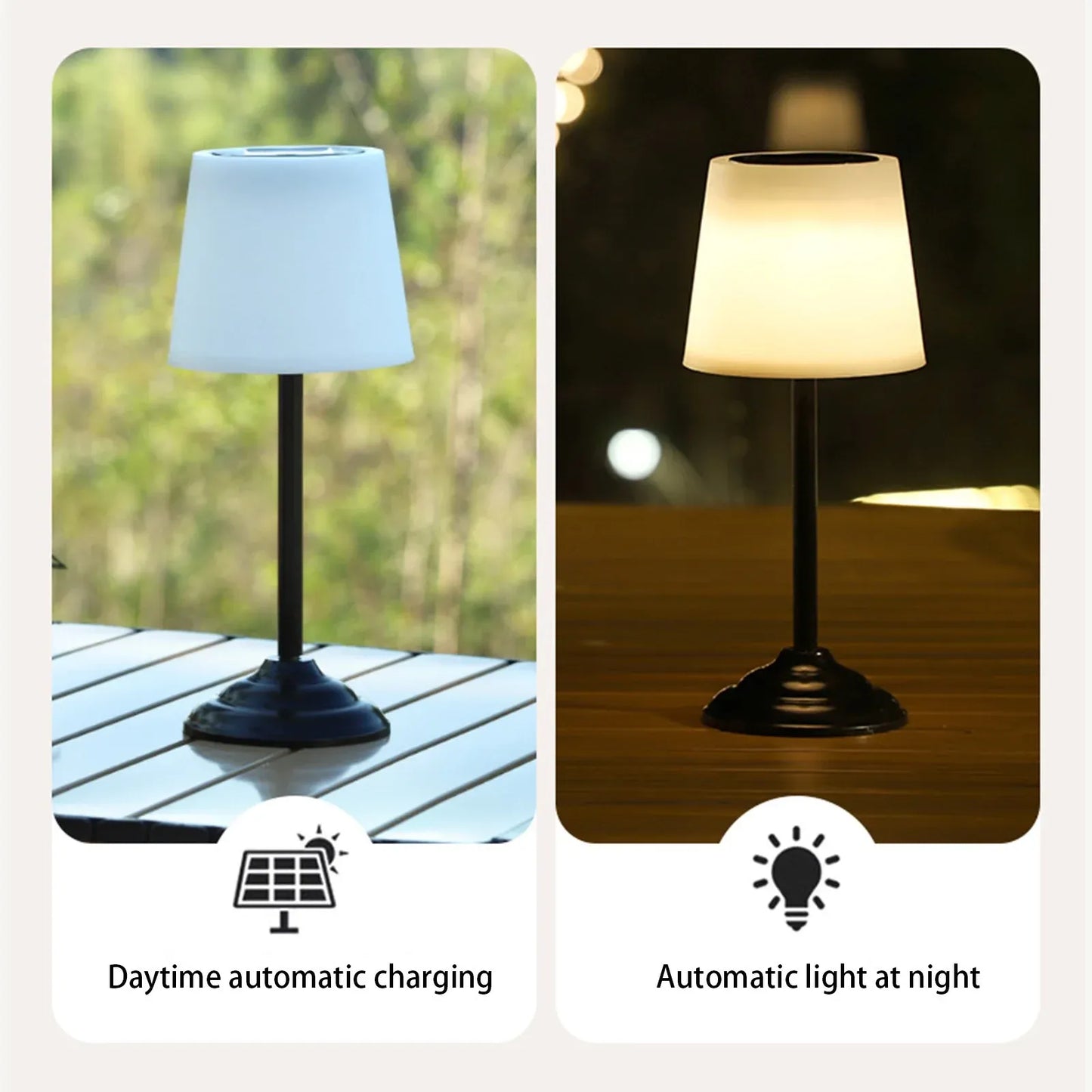 Solar Table Lamp Outdoor Table Lamp Solar Lights Outdoor Waterproof Rechargeable Table Lamp WirelessTable Lamps for Desk Patio Garden Yard Room Decor