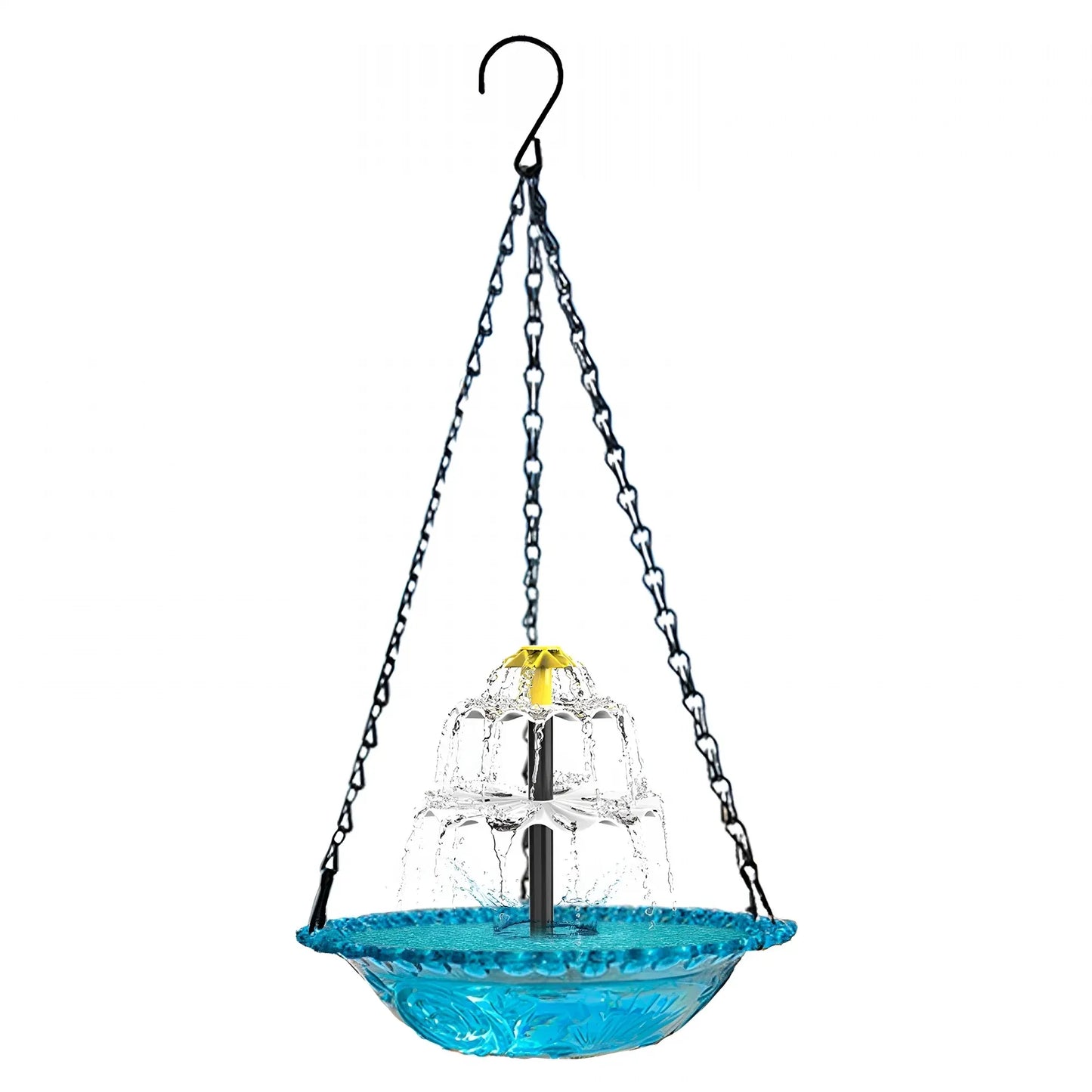 Solar Cascade Hanging Bird Bath Fountain, Hummingbird Water Fountain with Solar Pump Glass Bowl for Garden Yard Patio Backyard Decoration