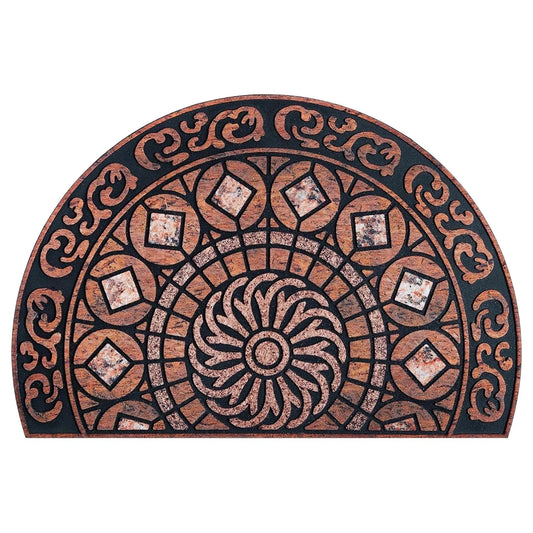 Boho Style Semicircular Door Mat, Heavy-Duty Outside Door Mat, Half Round Welcome Mat Outdoor for Front Door, Entryway, Patio