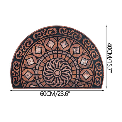 Boho Style Semicircular Door Mat, Heavy-Duty Outside Door Mat, Half Round Welcome Mat Outdoor for Front Door, Entryway, Patio