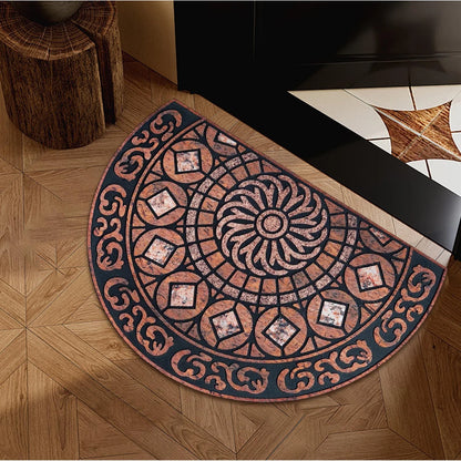 Boho Style Semicircular Door Mat, Heavy-Duty Outside Door Mat, Half Round Welcome Mat Outdoor for Front Door, Entryway, Patio
