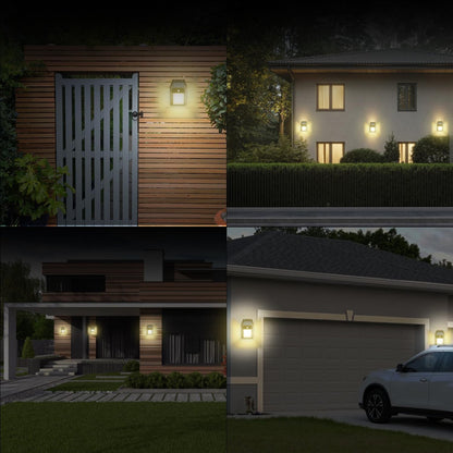 LGCASL Outdoor Courtyard Wall Lamp Wall Lights Outdoor Dusk to Dawn Motion Lights Outdoor 3 Lighting Wall Mount Light Sconces for Outside Patio Fence Yard Garage Black
