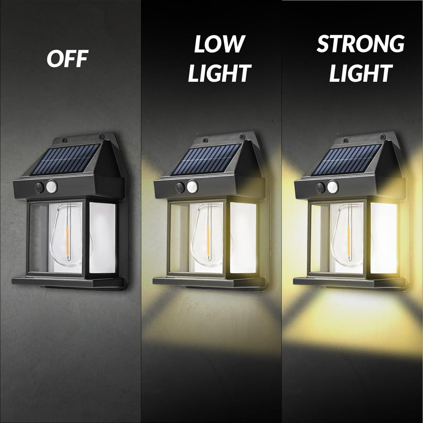 LGCASL Outdoor Courtyard Wall Lamp Wall Lights Outdoor Dusk to Dawn Motion Lights Outdoor 3 Lighting Wall Mount Light Sconces for Outside Patio Fence Yard Garage Black