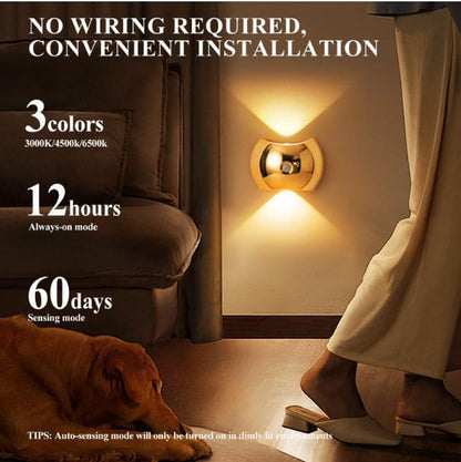 Indoor Wall Lamp - Night Light with Motion Sensor - Wireless LED Wall Light - Rechargeable Wall Lamp - Stair Lighting - Closet Lighting - Bedroom Lamp - USB Rechargeable - Magnetic -Warm White Light - Black - 1 Piece