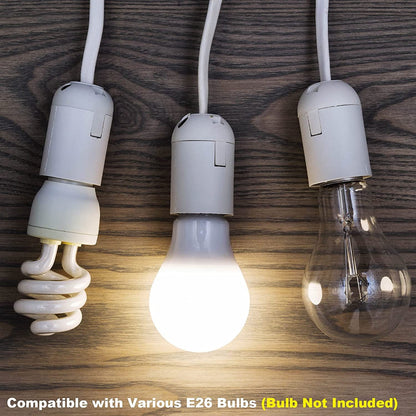 Plug in Hanging Light Kit, Retro Hanging Lights with Plug in Cord, E26 E27 Industrial Pendant Light Fixture, 5.9 FT Cord with On/Off Switch Hanging Lamp for Living Room Bedroom 2 Pack White