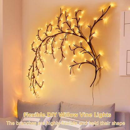 Enchanted Willow Vine Lights for Wall:Twinkling Tree Branch Light for Living Room and Bedroom Home Decor-Warm White Twinkle Tree Lights Lighted（1.8 meters long, 96 lights）
