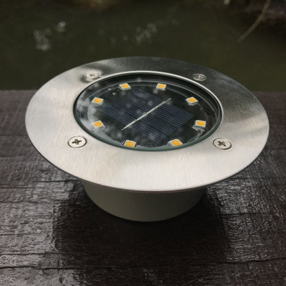 4Pcs Solar 8LED Cast‑Aluminum Buried Ground Lamps Warm Light Waterproof Lawn Lamp Villa Backyard Halloween Holiday Outdoor Decor Light