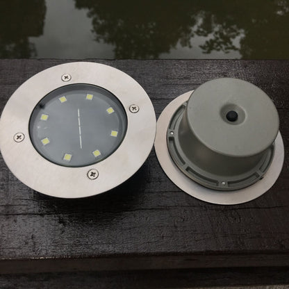 4Pcs Solar 8LED Cast‑Aluminum Buried Ground Lamps Warm Light Waterproof Lawn Lamp Villa Backyard Halloween Holiday Outdoor Decor Light