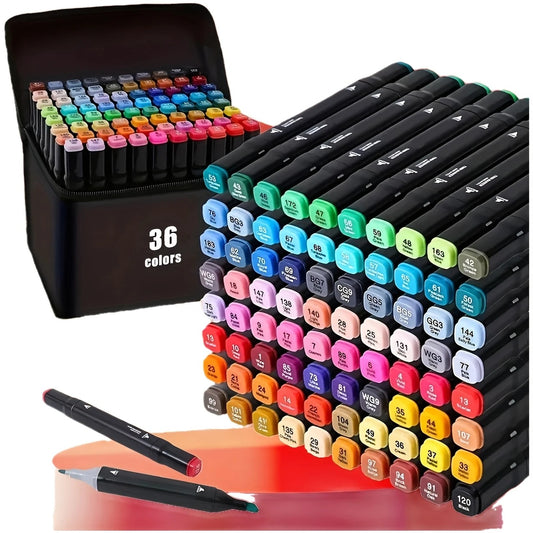 36-color-dual-tip-markers-featuring-fine-and-broad-tips-quick-drying-suitable-for-student-drawing-and-hand-sketching-offering-smooth-color-application-and-no-bleed-through-on-paper