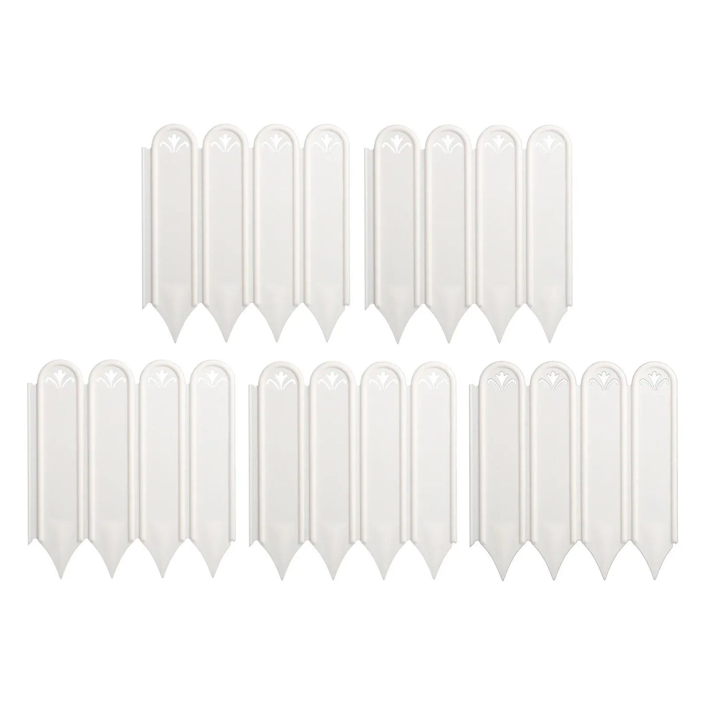 5 Pack Plastic Garden Fence Edging, Decorative Picket Border for Lawn Flower Bed and Yard, 8 x 5.9 in
