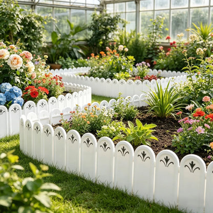 5 Pack Plastic Garden Fence Edging, Decorative Picket Border for Lawn Flower Bed and Yard, 8 x 5.9 in