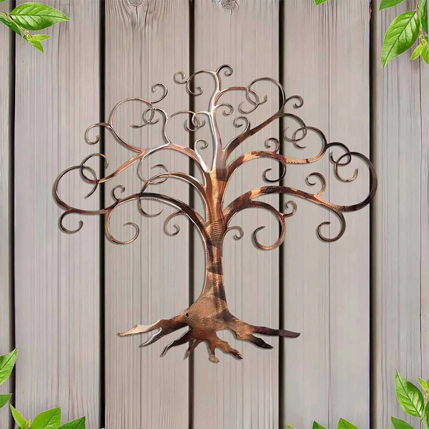 Waterproof Iron Metal Wall Art Decor, Modern Hanging Ornament for Outdoor Garden Patio, 11.81 x 9.84 in