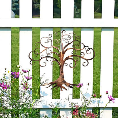 Waterproof Iron Metal Wall Art Decor, Modern Hanging Ornament for Outdoor Garden Patio, 11.81 x 9.84 in