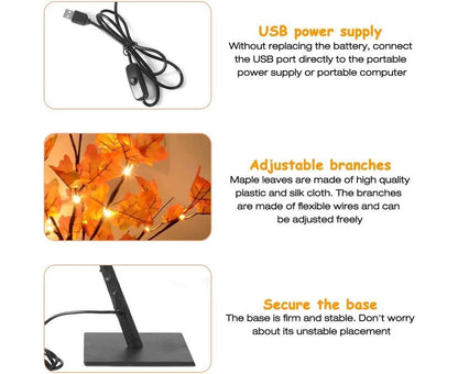 Night Lights -24 Led Lights Maple Leaf Tree Lights