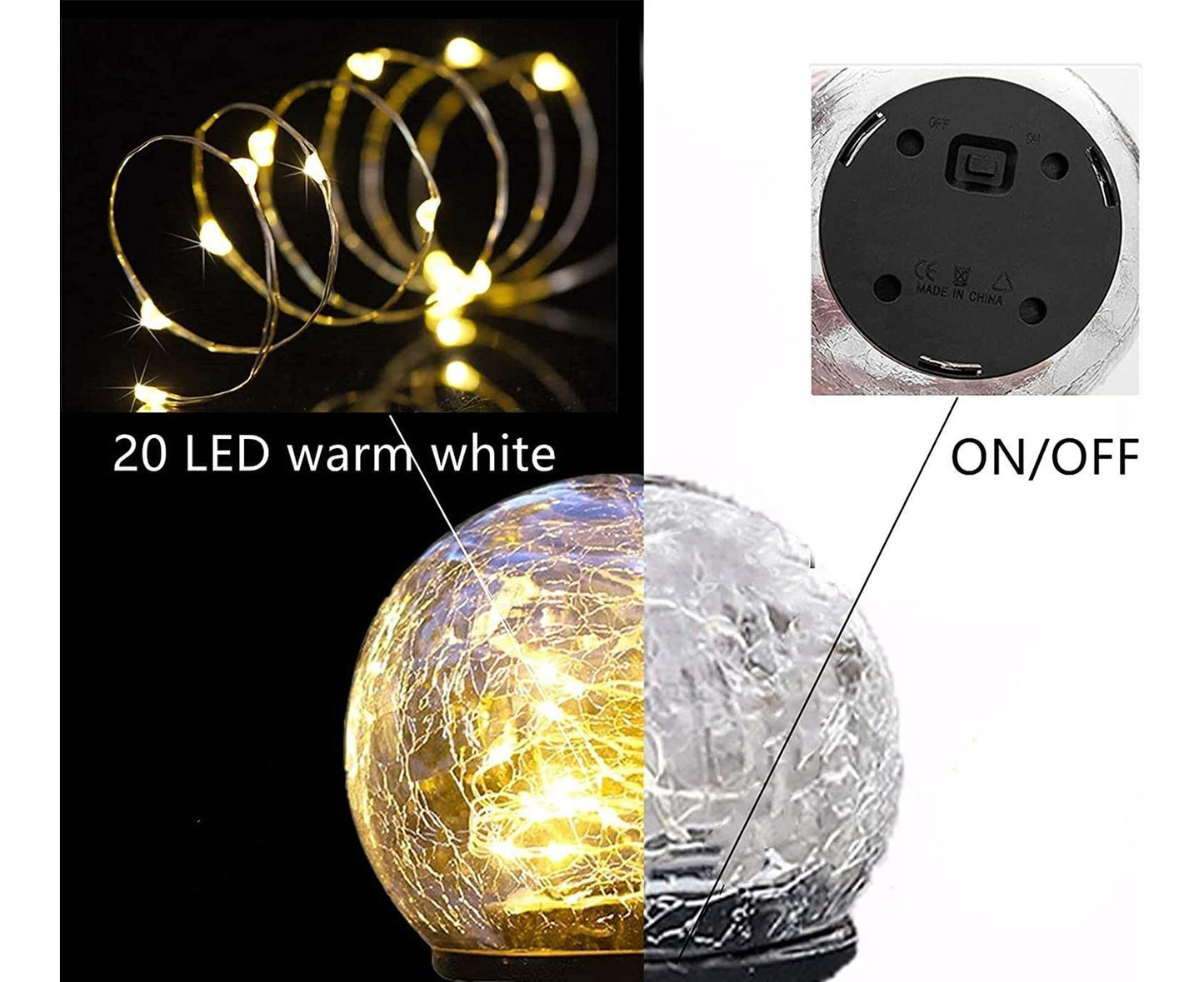 Solar Garden Light - Crack Glass Ball Lights Solar Lights Outdoor Garden Decorative Walkway Solar Lights for Garden