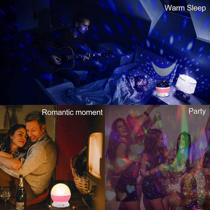 Babies Night Light Moon Star Projector - USB Cable 360 Degree Rotation Romantic Night Lighting LED Night Light for Decoration (Pink)
