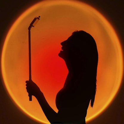 Sunset Projection Floor Lamp, Rainbow/Sunset Night Light Projector Led Light Lamp, 180-Degree Rotating Background Light