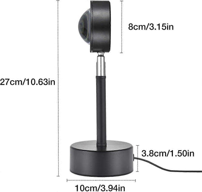 Sunset Projection Floor Lamp, Rainbow/Sunset Night Light Projector Led Light Lamp, 180-Degree Rotating Background Light