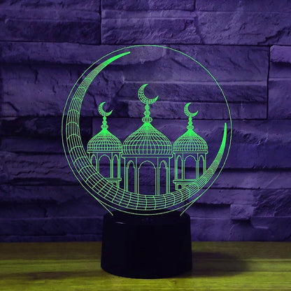 3D Muslim Castle Night Light Table Desk Optical Illusion Lamps 16 Color Changing Lights LED Table Lamp Xmas Home Love Birthday Gift