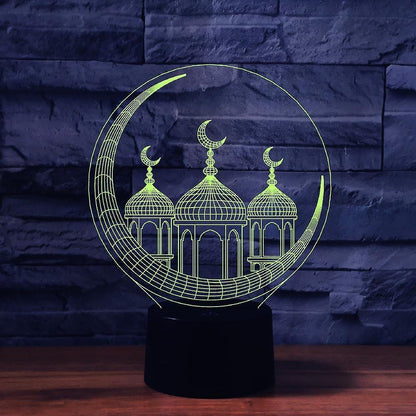 3D Muslim Castle Night Light Table Desk Optical Illusion Lamps 16 Color Changing Lights LED Table Lamp Xmas Home Love Birthday Gift