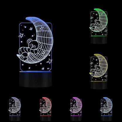 Koala Lying on The Moon 3D Effect Optical Illusion Night Light Nursery babies Room Decor Table Lamp Sleepy LED Illuminated Light