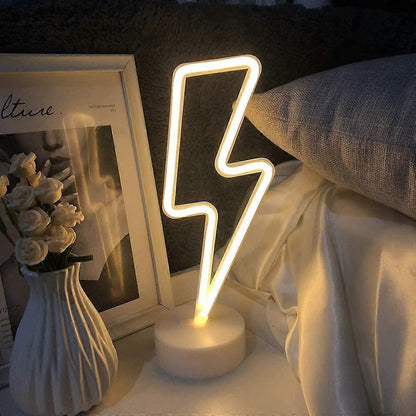 Led Lightning Bolt Neon Light Signs, Warm White Lightning Bolt Shape babies babies Night Light Wall Sign Light Battery Operated