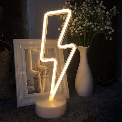 Led Lightning Bolt Neon Light Signs, Warm White Lightning Bolt Shape babies babies Night Light Wall Sign Light Battery Operated