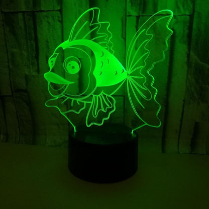 3D Fish Night Light Lamp Illusion Night Light 7 Color