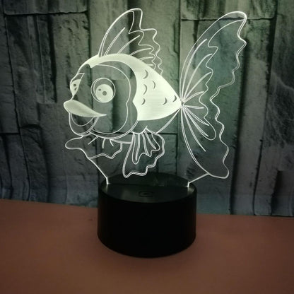 3D Fish Night Light Lamp Illusion Night Light 7 Color