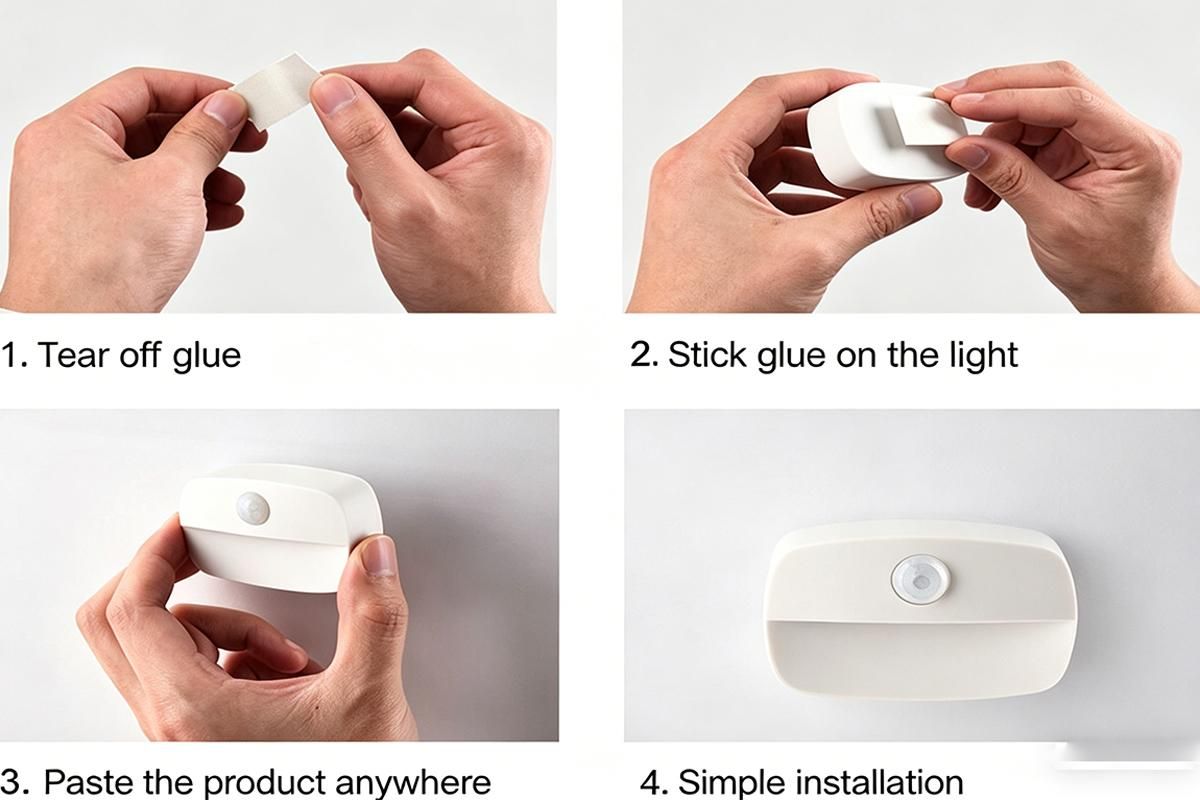 2PCS LED Motion Sensor Night Light Battery Powered Closet Stair Light