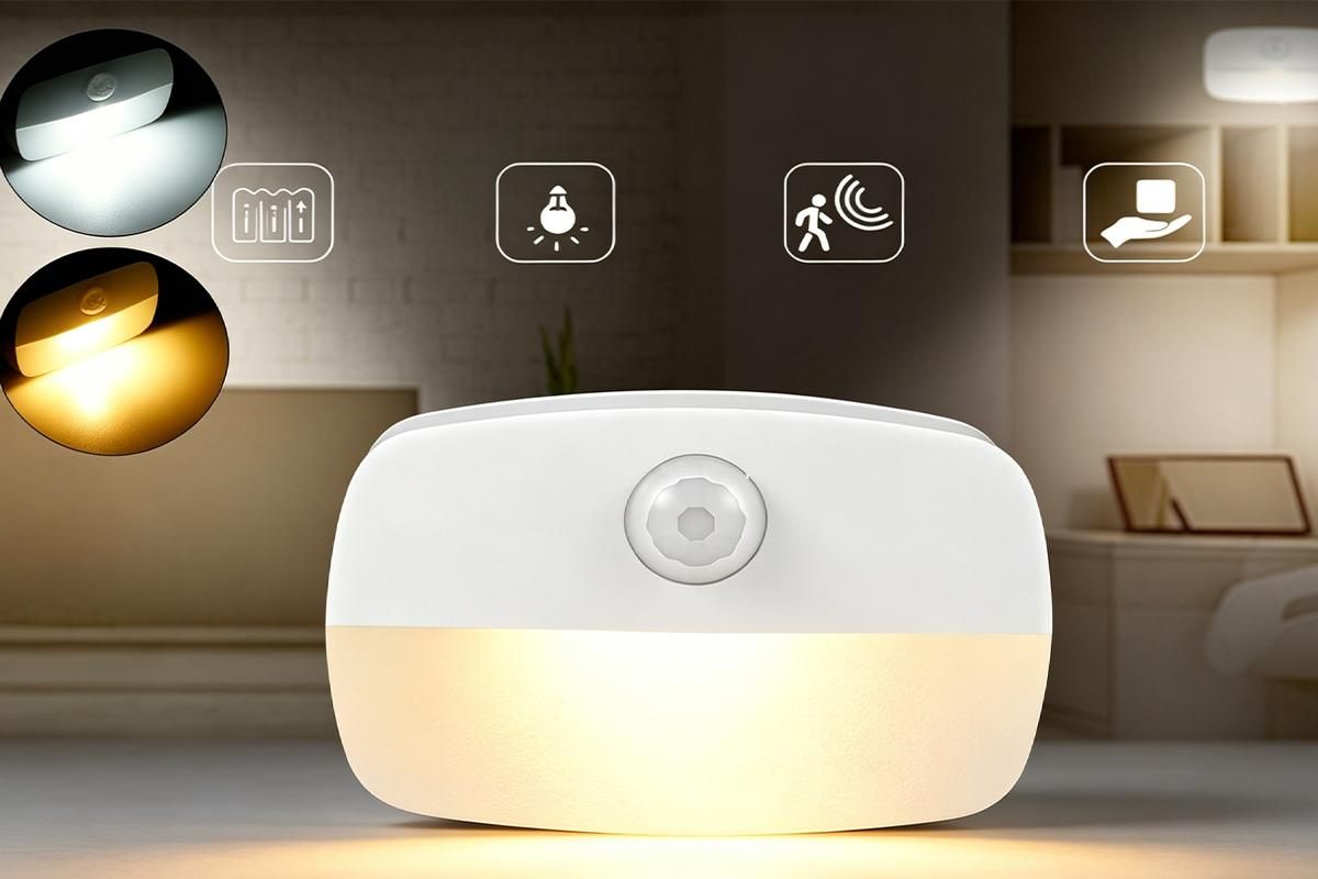 2PCS LED Motion Sensor Night Light Battery Powered Closet Stair Light