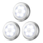 3Pcs Motion Sensor LED Lights Battery Operated Night Lights for Closet Cabinet Hallway Stair White Light