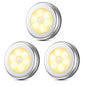 3Pcs Motion Sensor LED Lights Battery Operated Night Lights for Closet Cabinet Hallway Stair Warm White Light