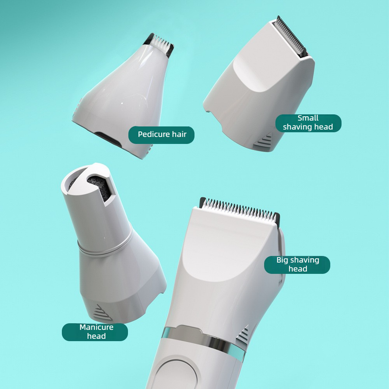 4-in-1 Pet Electric Clipper, Cat and Dog Hair Trimmer and Nail Grinder, Pet Grooming Supplies - White