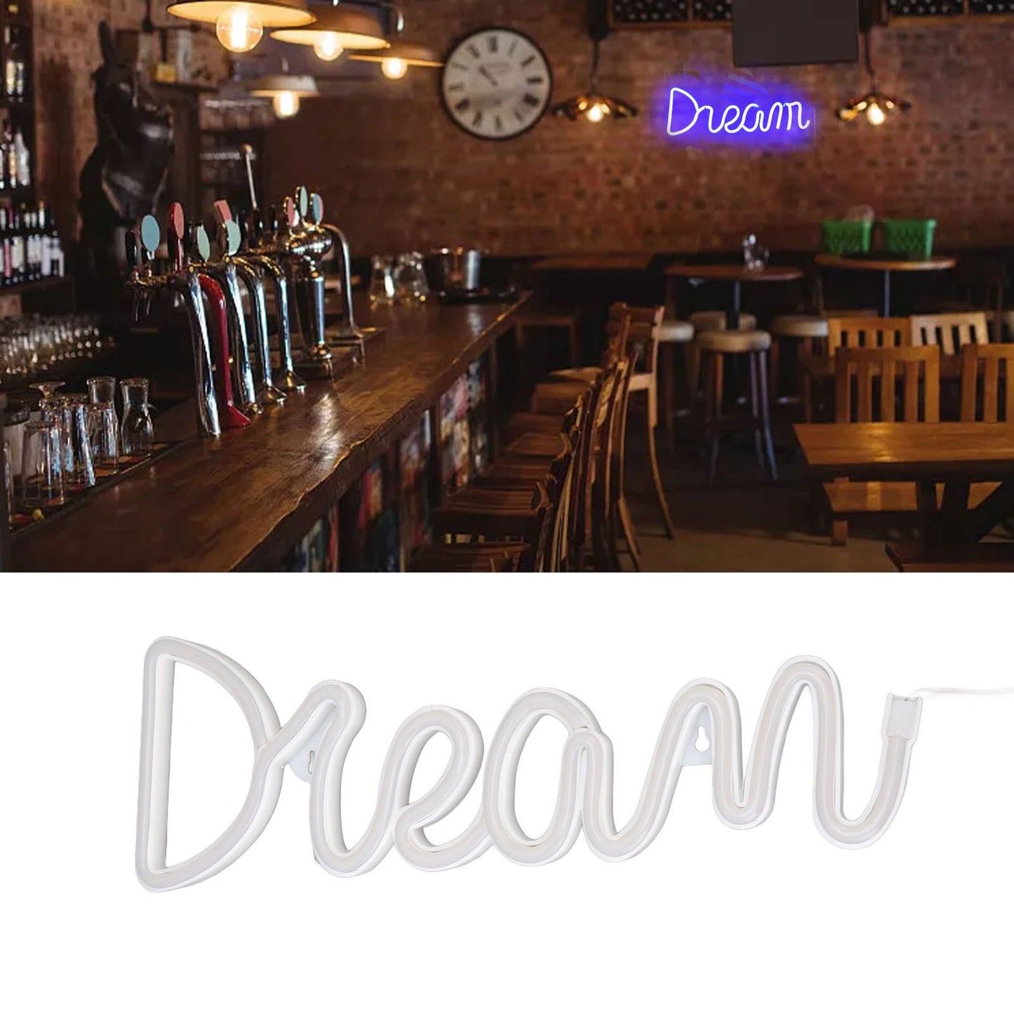 LED Neon Light Dream Battery USB Operated Neon Wall Light for Bedroom Living Room Bar Party Christmas Wedding