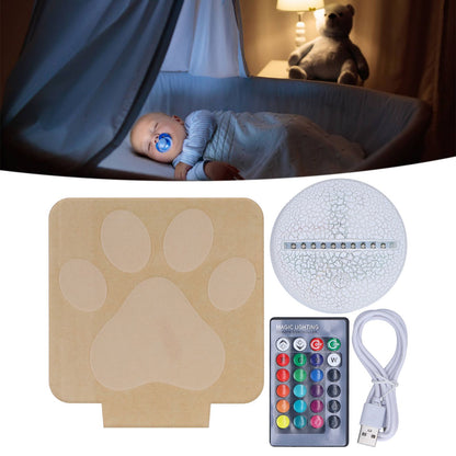 LED Night Light 16 Colors Four Lighting Modes Remote Control 3 Dimensions Little Feet Night Light for Kids Bedroom