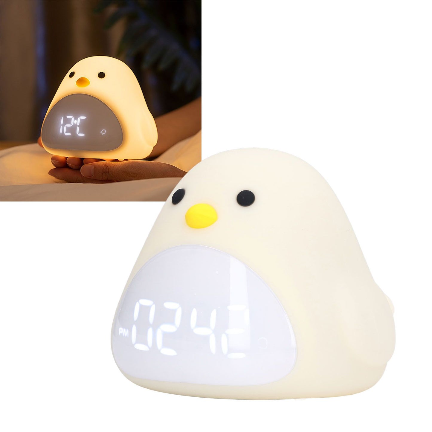 Cute Bird Alarm Clock Light LED Night Lamp USB Charging Cartoon Clock Night Light for Bedroom