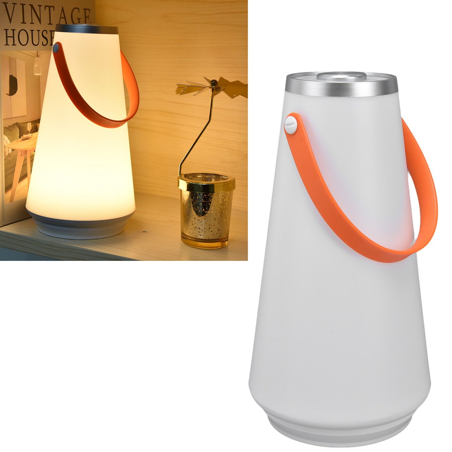 Night Light Lamp Portable Handle Design Touch Control Adjustable Brightness Warm Light Safe Durable ABS Kids Night Light