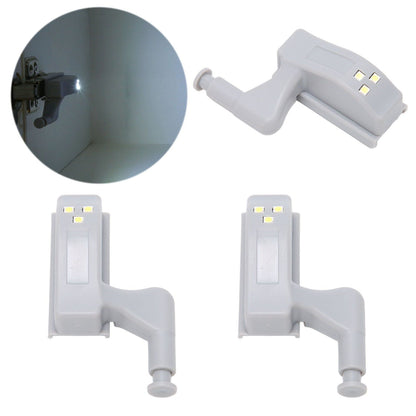10 Sets Hinge LED Light High Brightness ABS Cabinet Hinge Light with 3 LED Lamp Beads Hinge Lights for Wardrobe CabinetWhite Light
