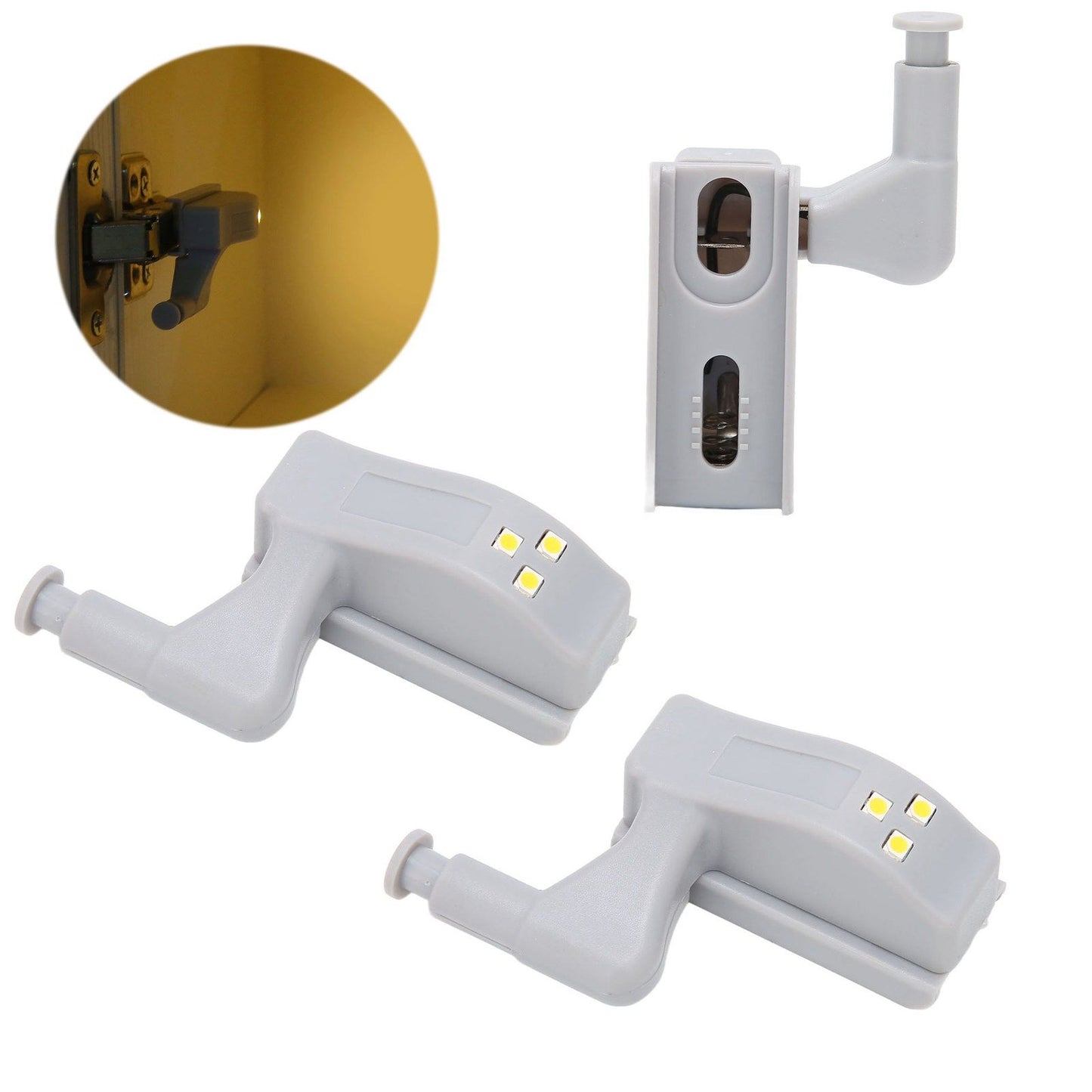 10 Sets Hinge LED Light High Brightness ABS Cabinet Hinge Light with 3 LED Lamp Beads Hinge Lights for Wardrobe CabinetWarm Light