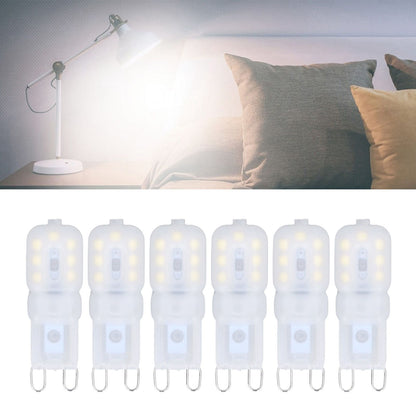 6Pcs G9 LED Light Bulbs Dimmable 3W Energy Saving 360 Degree Light Light Bulb for Ceiling Lamps and Pendant Lamps White Light 110-140V