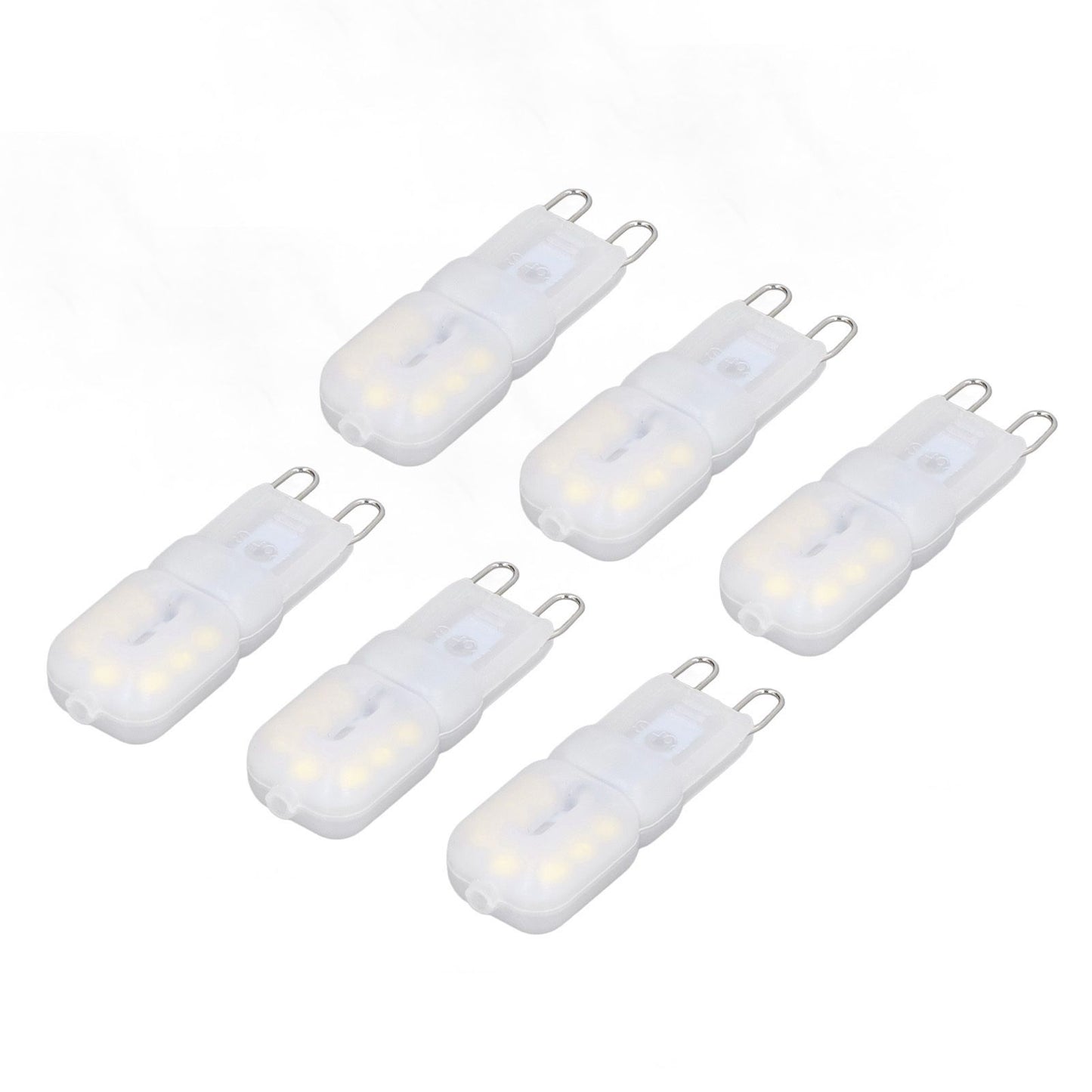 6Pcs G9 LED Light Bulbs Dimmable 3W Energy Saving 360 Degree Light Light Bulb for Ceiling Lamps and Pendant Lamps White Light 220-240V