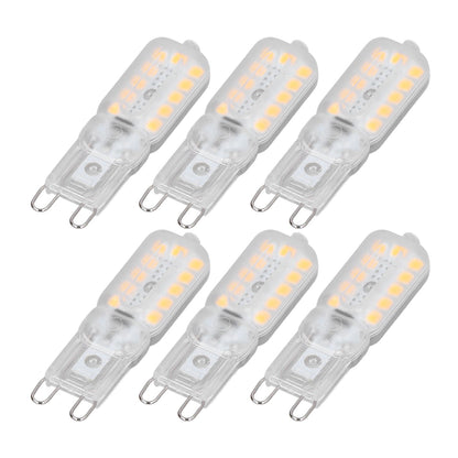 6pcs G9 LED Bulb 5W Transparent Cover 22LED Dimmable G9 Light Bulb for Ceiling Light Wall Light Table Light White Light 220-240V