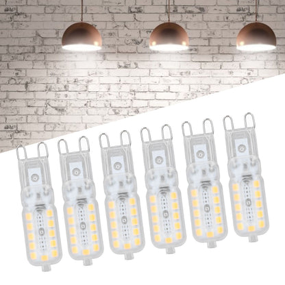 6pcs G9 LED Bulb 5W Transparent Cover 22LED Dimmable G9 Light Bulb for Ceiling Light Wall Light Table Light Natural White 220-240V