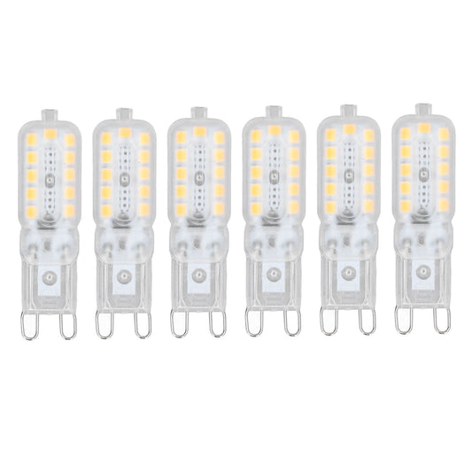 6pcs G9 LED Bulb 5W Transparent Cover 22LED Dimmable G9 Light Bulb for Ceiling Light Wall Light Table Light Warm White 220-240V