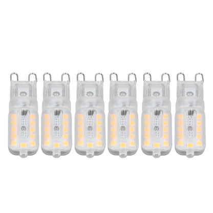 6pcs G9 LED Bulb 5W Transparent Cover 22LED Dimmable G9 Light Bulb for Ceiling Light Wall Light Table Light Warm White 220-240V