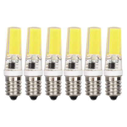 6PCS E14 COB Lamp Bulb Mini 360 Degree Lighting Heat Sinking Silicone Anti Glare for Chandelier Ceiling Light Cold White Light 6500K