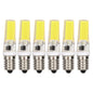6PCS E14 COB Lamp Bulb Mini 360 Degree Lighting Heat Sinking Silicone Anti Glare for Chandelier Ceiling Light Cold White Light 6500K